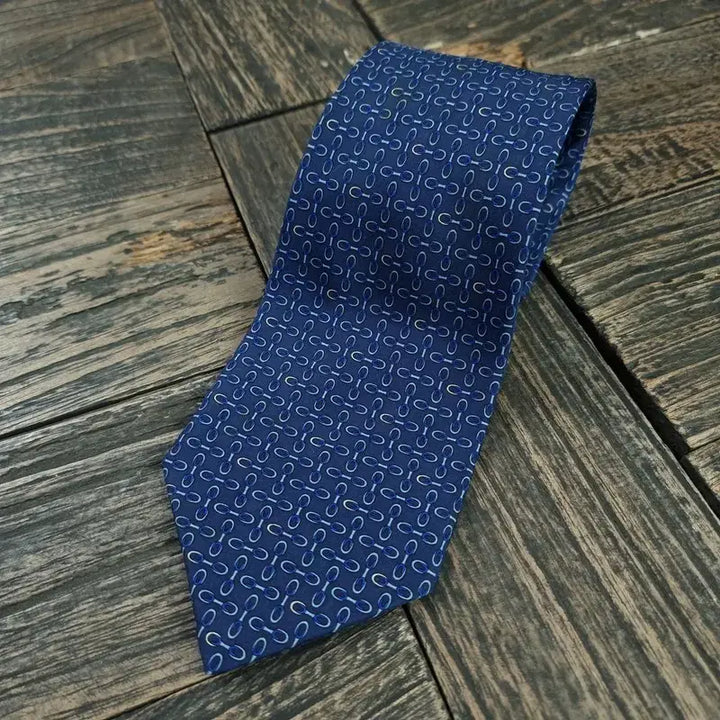 [BUNJANG] Celine Vintage Pattern Silk Necktie Navy / 셀린느 빈티지 패턴 넥타이 네이비 M20423