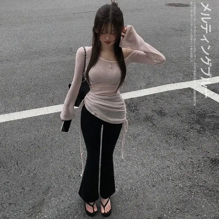 [BUNJANG] Ablery Shirring Knit Baby Pink / 에이블리 셔링 니트 베이비핑크