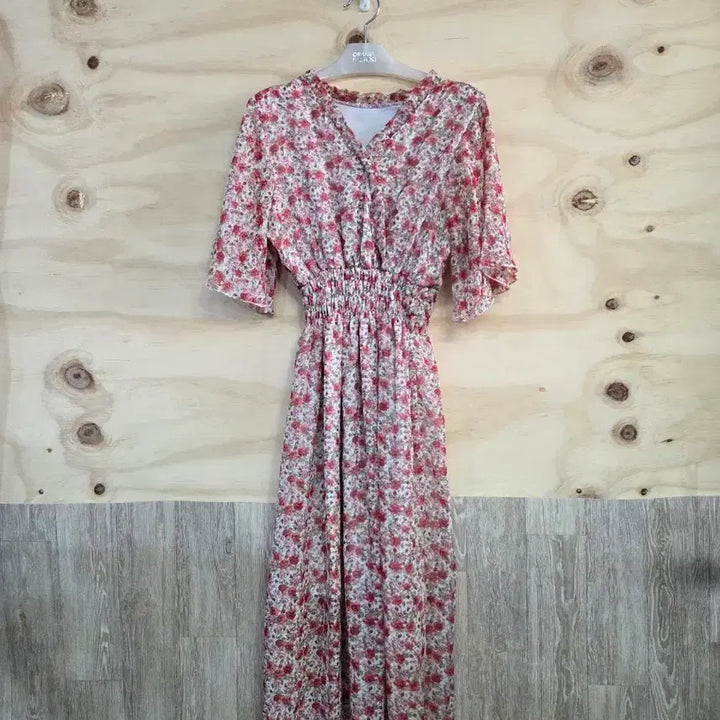 [BUNJANG] Rose Pattern Chiffon Long Dress / 1166) 장미패턴 쉬폰 롱 원피스