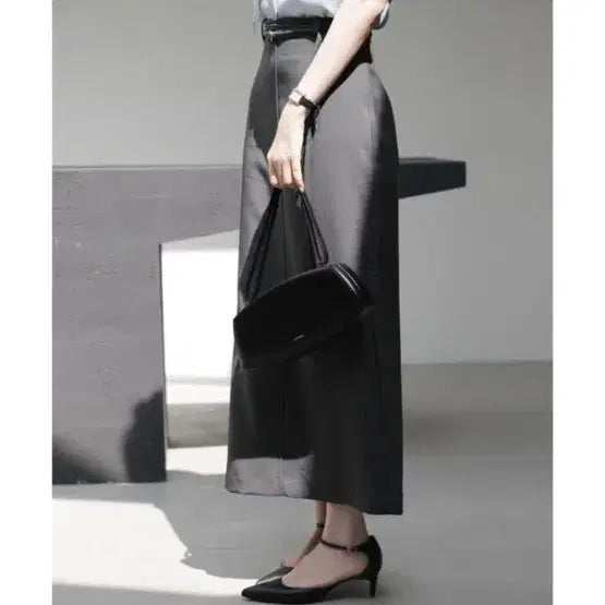 [BUNJANG] YuYuR Helena Mcis Skirt Charcoal S with Belt / [벨트set]유유알 헬레나 멕시스커트 챠콜S 하객룩