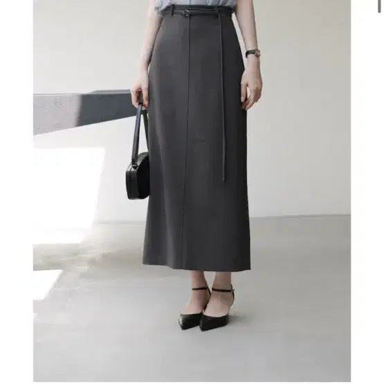 [BUNJANG] YuYuR Helena Mcis Skirt Charcoal S with Belt / [벨트set]유유알 헬레나 멕시스커트 챠콜S 하객룩
