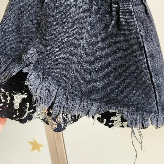 [BUNJANG] Zara Black Denim Lace Flare Pants / 자라 블랙 데님 레이스 플레어 팬츠