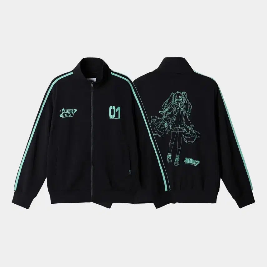 [BUNJANG] SPAO x Hatsune Miku Black Track Jacket XL / 스파오 하츠네 미쿠 블랙 트랙 자켓 XL