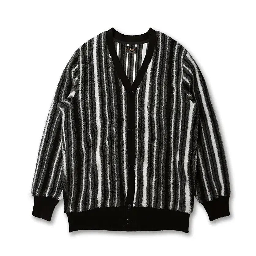 [BUNJANG] Beams Plus Boucle Striped V-Neck Cardigan / 빔즈 플러스 [Beams +] 부클 스트라이프 V넥 가디건 브이넥 니트
