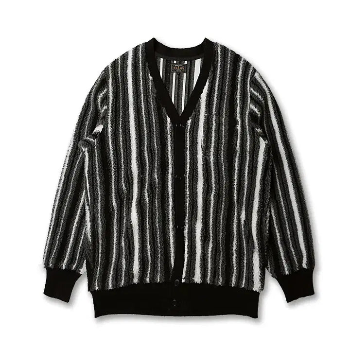 [BUNJANG] Beams Plus Boucle Striped V-Neck Cardigan / 빔즈 플러스 [Beams +] 부클 스트라이프 V넥 가디건 브이넥 니트