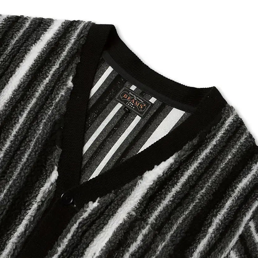 [BUNJANG] Beams Plus Boucle Striped V-Neck Cardigan / 빔즈 플러스 [Beams +] 부클 스트라이프 V넥 가디건 브이넥 니트