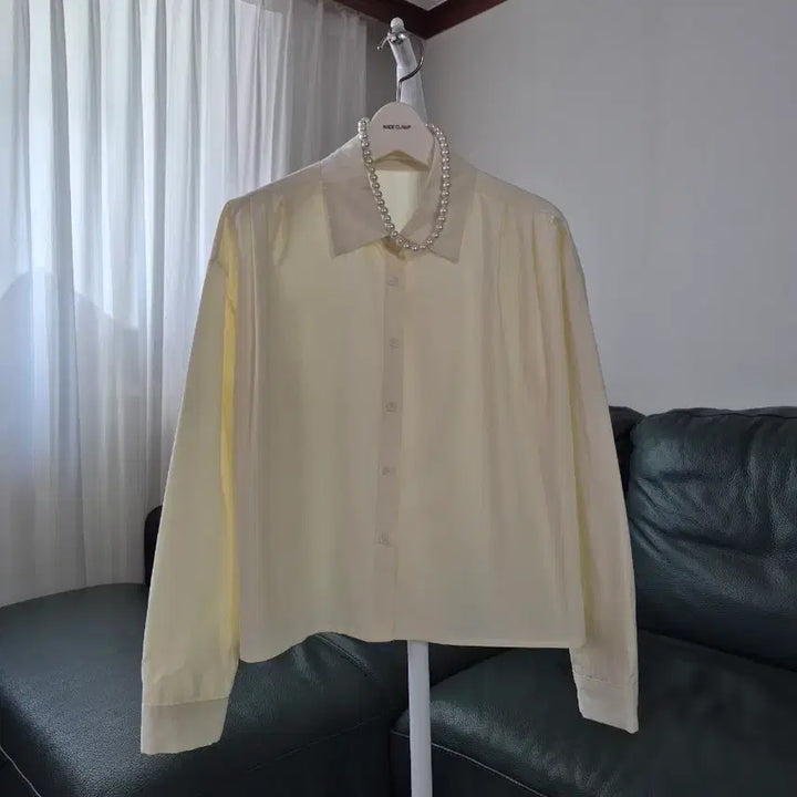 [BUNJANG] Lemon Yellow Cotton Shirt Blouse / 레몬색 면 남방 블라우스 미착용