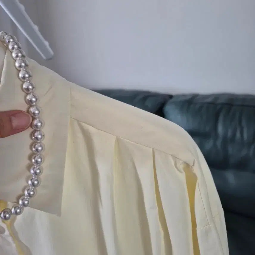 [BUNJANG] Lemon Yellow Cotton Shirt Blouse / 레몬색 면 남방 블라우스 미착용
