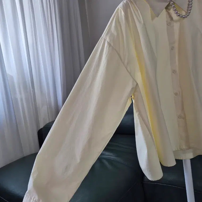 [BUNJANG] Lemon Yellow Cotton Shirt Blouse / 레몬색 면 남방 블라우스 미착용