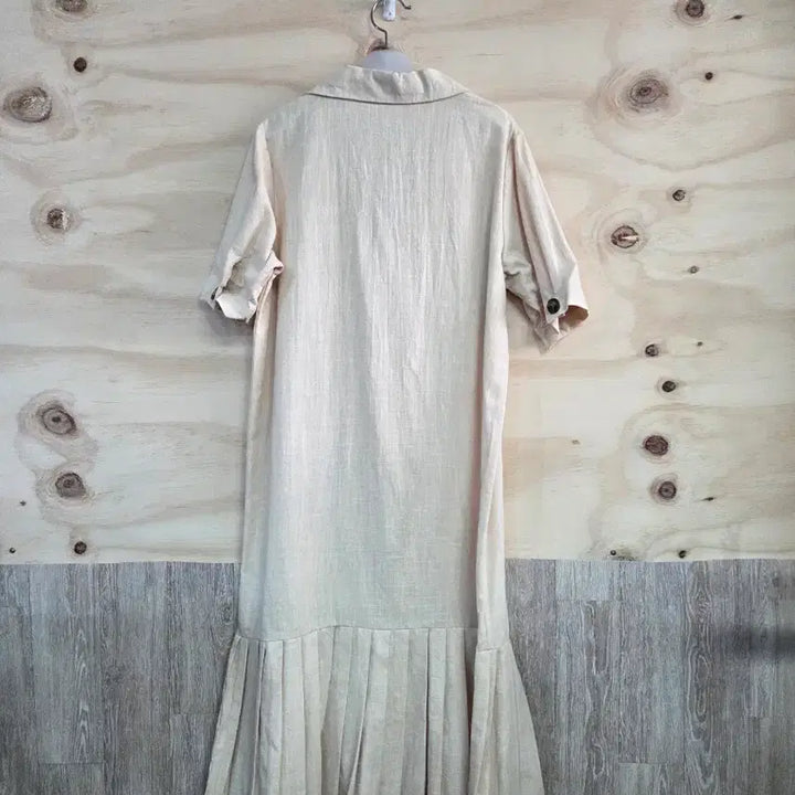 [BUNJANG] Double Button Long Dress - Beige / 1021) 더블 버튼 롱 원피스