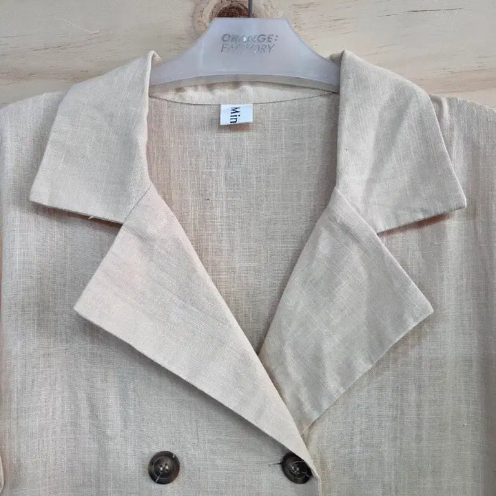 [BUNJANG] Double Button Long Dress - Beige / 1021) 더블 버튼 롱 원피스