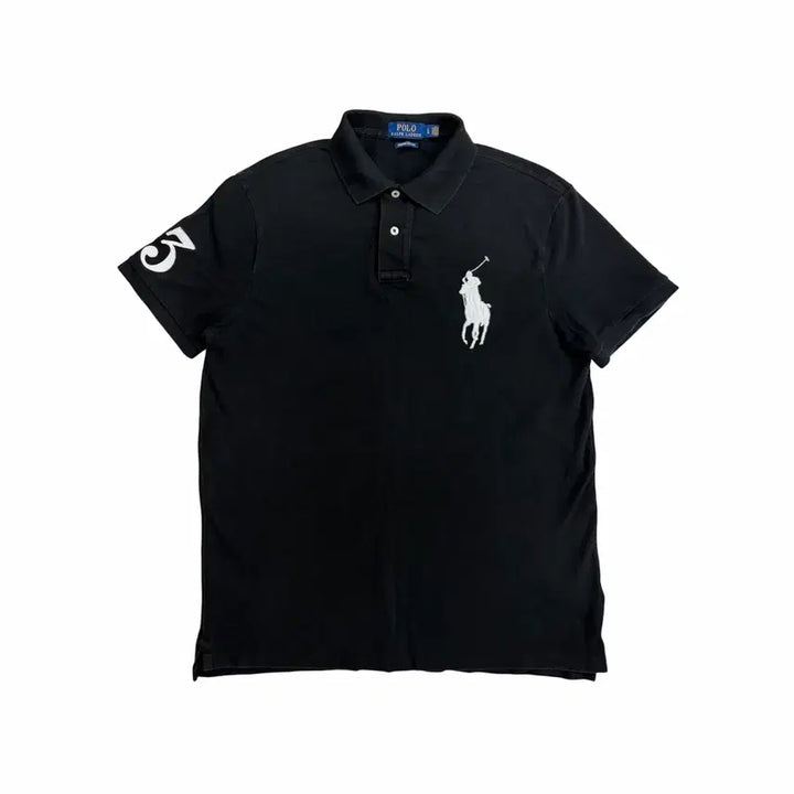 [BUNJANG] Polo Ralph Lauren Big Pony Chieftain Black T-Shirt (L) / 폴로 랄프로렌 빅포니 치프키프 블랙 반팔 카라티 티셔츠 (L)