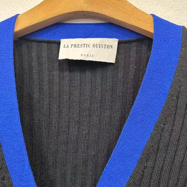 [BUNJANG] LA PRESTIC OUISTON Cardigan Blue Line Detail Size 3 / 명품 LA PRESTIC OUISTON 가디건 3사이즈