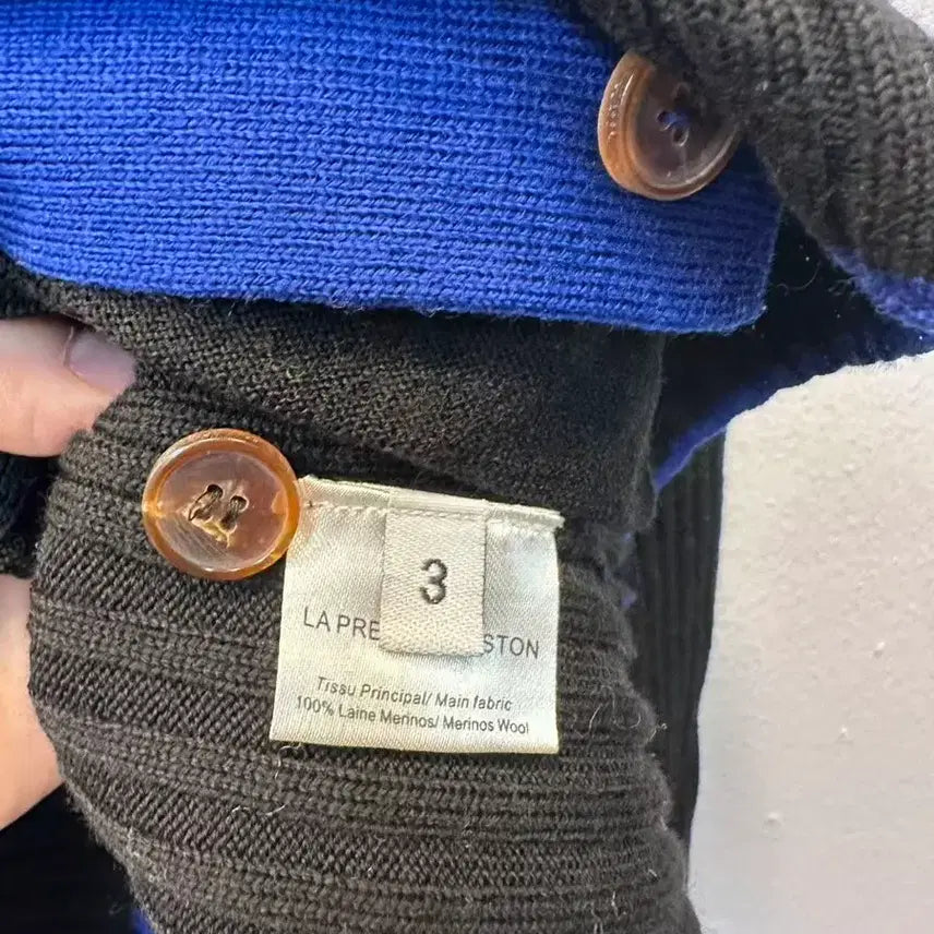[BUNJANG] LA PRESTIC OUISTON Cardigan Blue Line Detail Size 3 / 명품 LA PRESTIC OUISTON 가디건 3사이즈