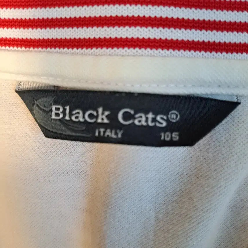[BUNJANG] Blackcats Short-Sleeve Polo Shirt White/Red Size 105 / 블랙캣츠 반팔 카라티 화이트/레드사이즈105