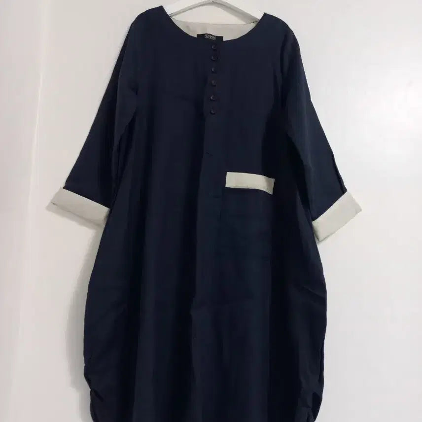 [BUNJANG] Shin Young Hee Linen Long Dress Navy / 신영희 린넨롱원피스 네이비