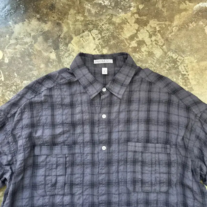 [BUNJANG] Partimento Seersucker Check Short-Sleeve Shirt XL / XL) 파르티멘토 시어서커 반팔 체크셔츠 남방