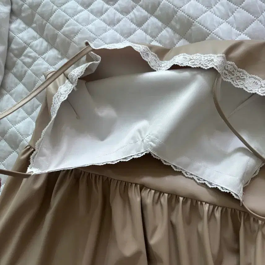 [BUNJANG] Lace Leather Bustier Top / 레이스 가죽 뷔스티에