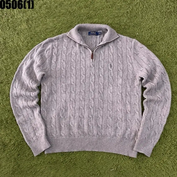 [BUNJANG] Polo Ralph Lauren Cable Knit Pullover Sweater Grey / 폴로 랄프로렌 케이블 니트 풀오버 그레이