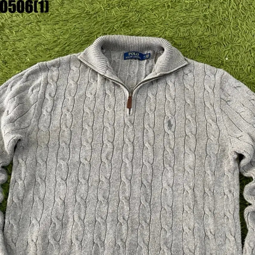 [BUNJANG] Polo Ralph Lauren Cable Knit Pullover Sweater Grey / 폴로 랄프로렌 케이블 니트 풀오버 그레이