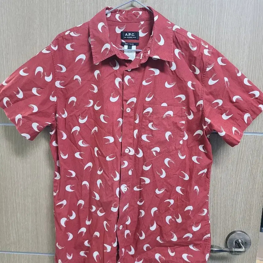 [BUNJANG] A.P.C. Red Pattern Short Sleeve Shirt / 아페쎄 A.P.C. 레드 패턴 반팔 셔츠