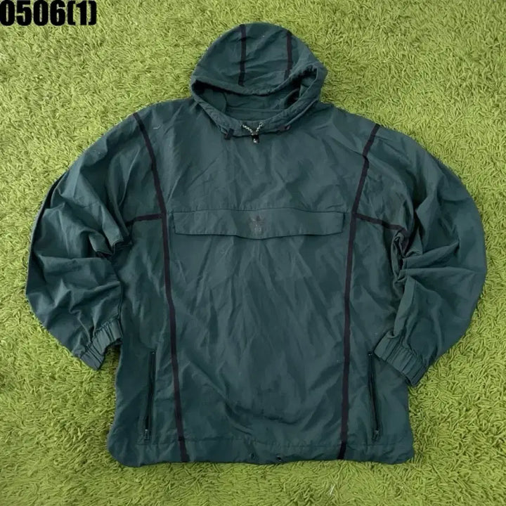 [BUNJANG] Adidas Green Anorak Hoodie Windbreaker / 아디다스 그린 아노락 후드 바람막이