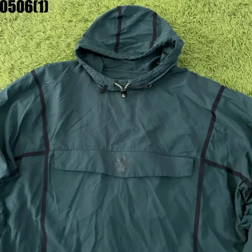 [BUNJANG] Adidas Green Anorak Hoodie Windbreaker / 아디다스 그린 아노락 후드 바람막이