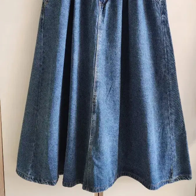 [BUNJANG] Blue Denim Flare Long Skirt / 청 데님 플레어 롱 스커트
