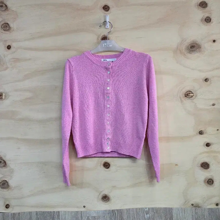 [BUNJANG] ZARA Summer Knit Crop Cardigan Pink Size S / 625) 자라 ZARA 여름 니트 크롭 가디건