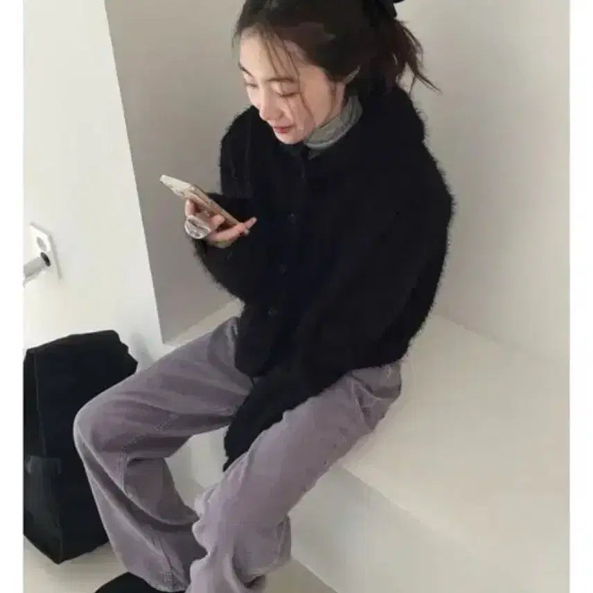 [BUNJANG] Kimahop Black Bubble Cardigan / 김아홉 블랙 버블 가디건