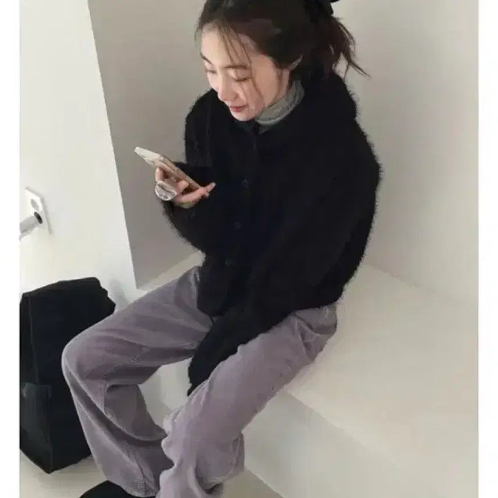 [BUNJANG] Kimahop Black Bubble Cardigan / 김아홉 블랙 버블 가디건