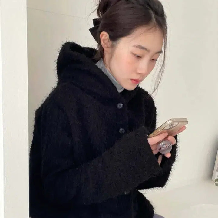 [BUNJANG] Kimahop Black Bubble Cardigan / 김아홉 블랙 버블 가디건
