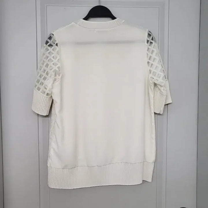 [BUNJANG] Renoma White Check See-Through Short Sleeve T-Shirt / 레노마.  화이트 체크 시스루 반팔티