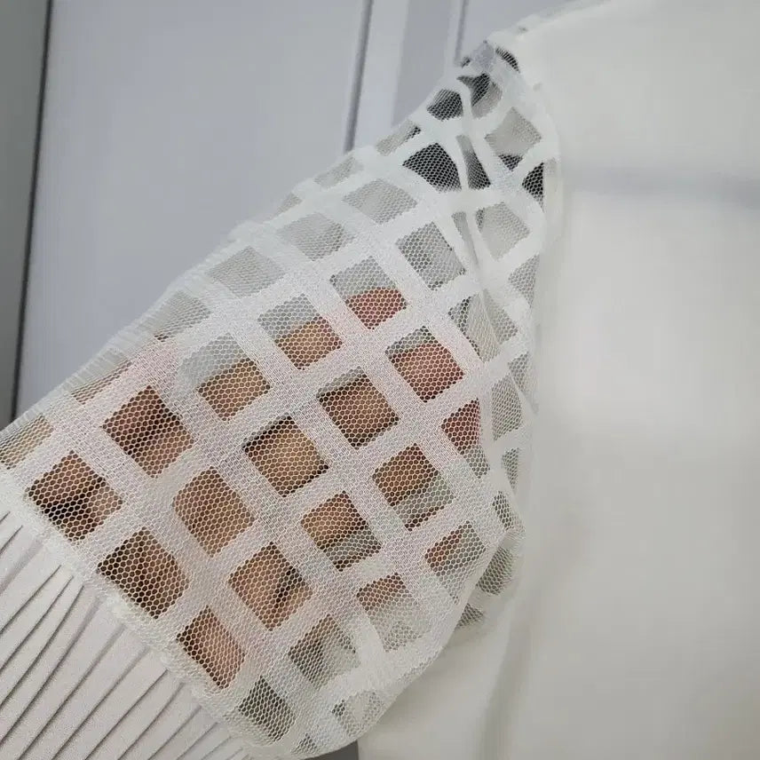 [BUNJANG] Renoma White Check See-Through Short Sleeve T-Shirt / 레노마.  화이트 체크 시스루 반팔티