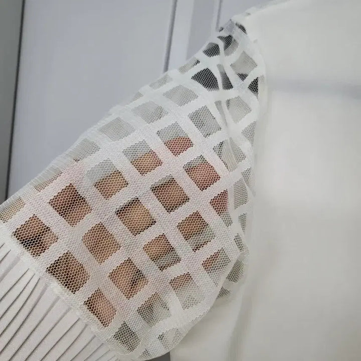 [BUNJANG] Renoma White Check See-Through Short Sleeve T-Shirt / 레노마.  화이트 체크 시스루 반팔티