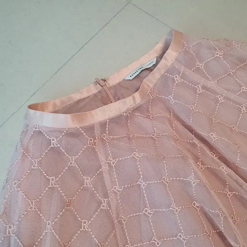 [BUNJANG] Lenibon Pink Chiffon Frill Lace Long Skirt Size 71 / 레니본 핑크 샤 프릴 레이스 스커트 71