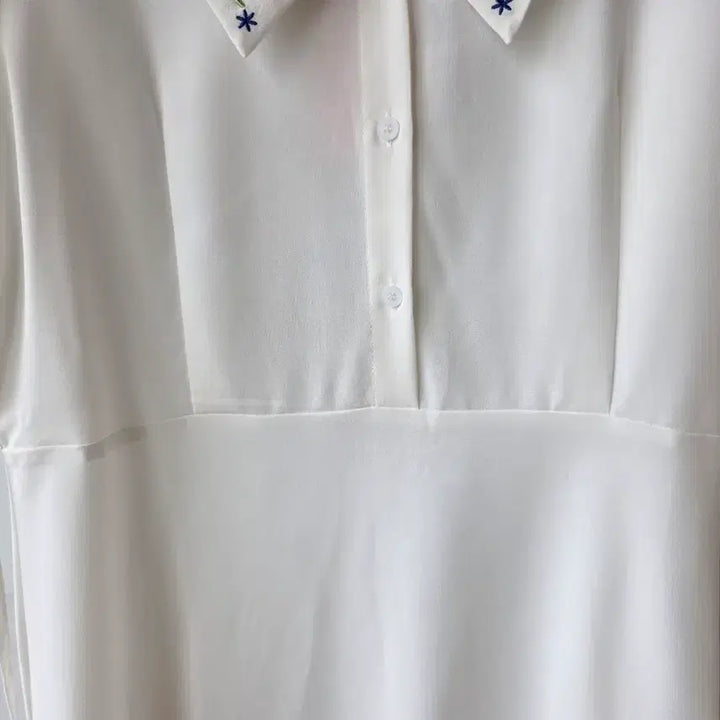 [BUNJANG] Embroidered Collar A-Line White Dress / XL/ 자수카라 화이트 원피스/새제품