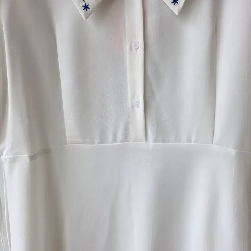 [BUNJANG] Embroidered Collar A-Line White Dress / XL/ 자수카라 화이트 원피스/새제품