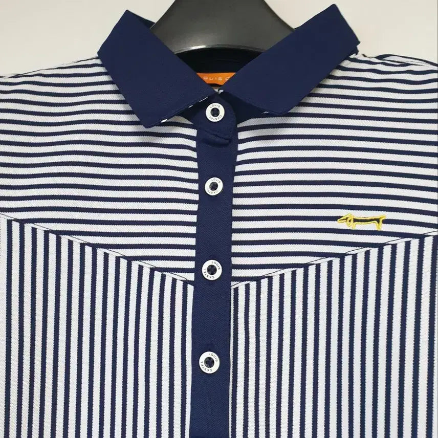 [BUNJANG] Louis Castel Striped Short Sleeve Polo Shirt / 루이까스텔 스트라이프 반팔 카라 티셔츠