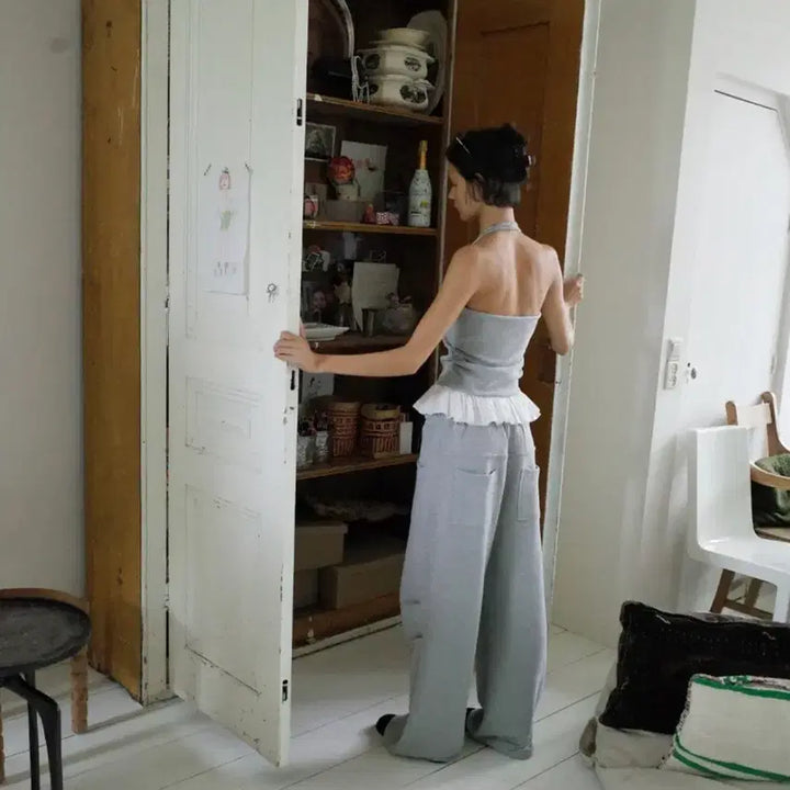 [BUNJANG] Foeto Petal Edge Halter Top - Gray / (택o/새상품) foeto 포에토 페탈 엣지 홀터탑 그레이