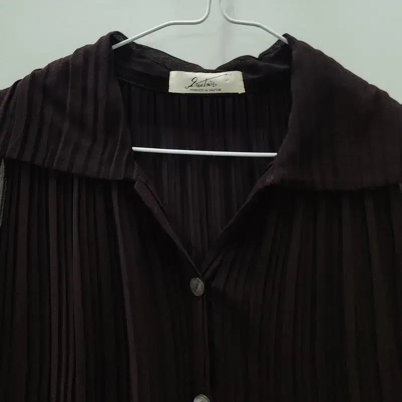 [BUNJANG] Vintage Pleated Sleeveless Blouse Brown / 빈티지 플리츠 브라운 블라우스 슬리브리스 F