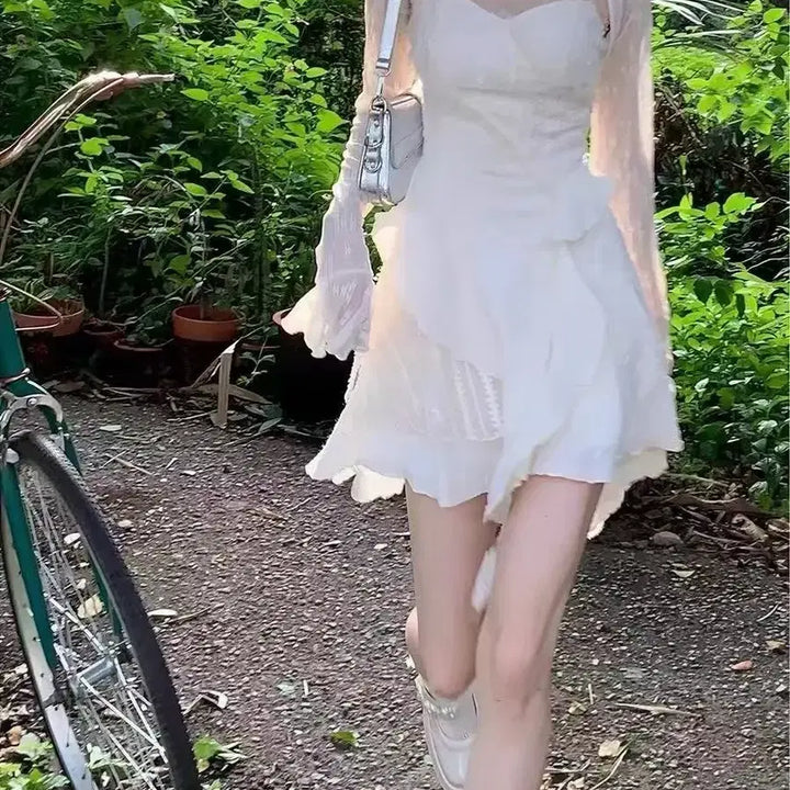 [BUNJANG] Segwang French Strap Dress White / 봄여름 고급감 세광 프렌치 끈원피스 화이트 선녀 드레스