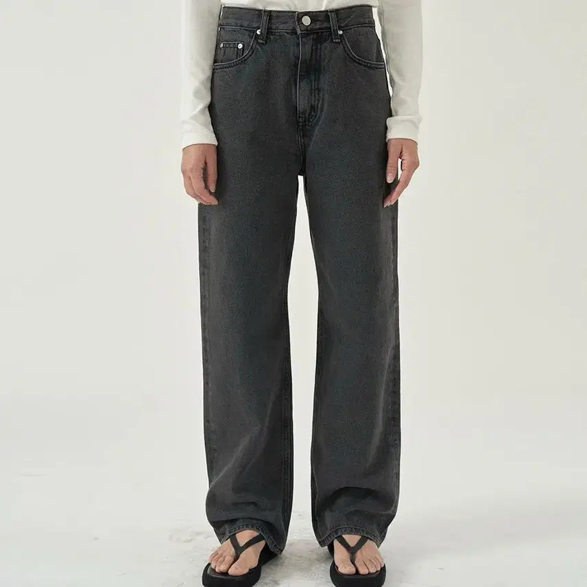 [BUNJANG] Bluebrick Wide Denim Dark Grey 2 / 블루브릭 와이드데님 다크그레이 2