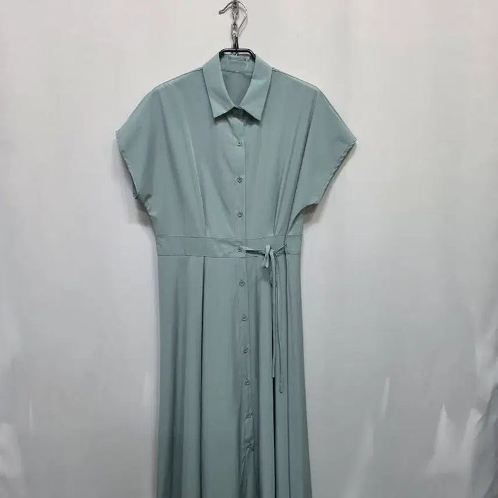 [BUNJANG] Mint Shirt Dress Set with Belt / 민트 셔츠 원피스 허리끈 세트