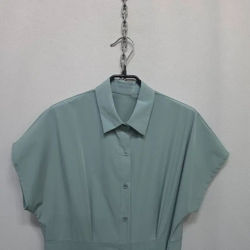 [BUNJANG] Mint Shirt Dress Set with Belt / 민트 셔츠 원피스 허리끈 세트