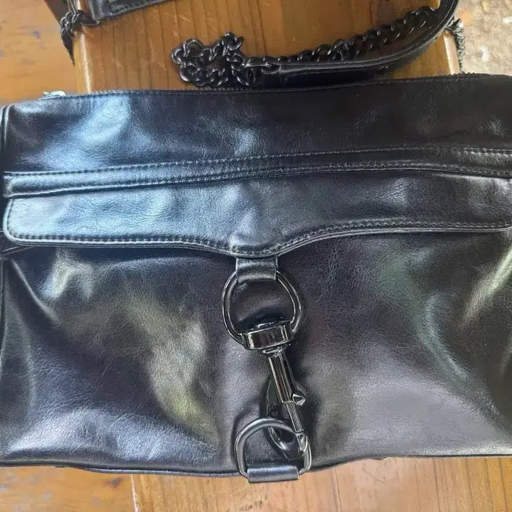 [BUNJANG] Rebecca Minkoff Black Leather Chain Crossbody Bag / 레베카밍코프 블랙 레더 체인 크로스백