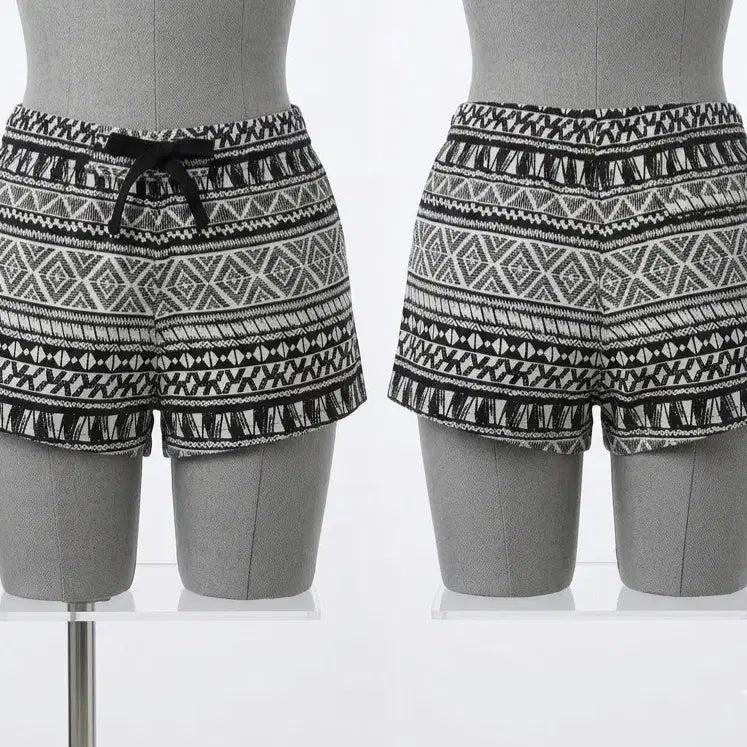 [BUNJANG] Ethnic Pattern Shorts Black White S M / 에스닉 패턴 반바지 블랙 화이트 S  M
