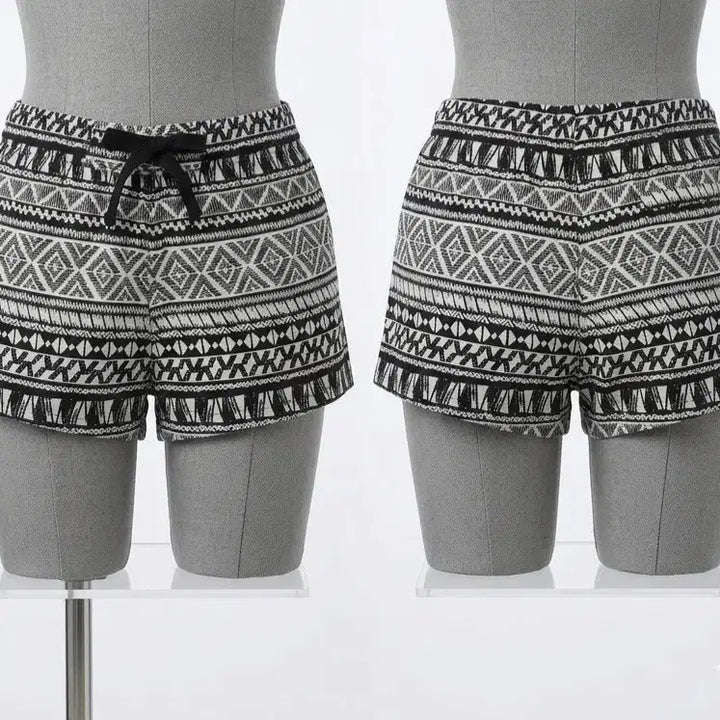 [BUNJANG] Ethnic Pattern Shorts Black White S M / 에스닉 패턴 반바지 블랙 화이트 S  M