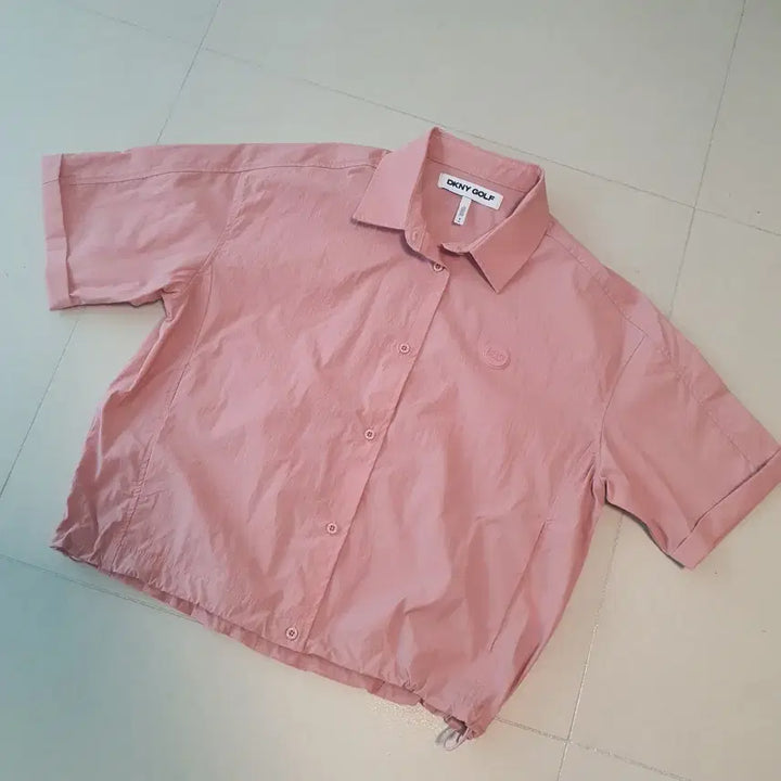 [BUNJANG] DKNY Golf Pink Woven Short-Sleeve Shirt Jacket - Size S / DKNY 골프 핑크 우븐 반팔 셔츠 자켓 s