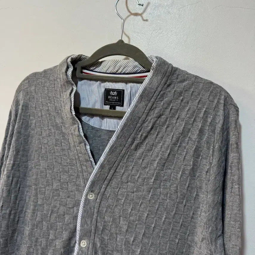 [BUNJANG] BEAMS HEART Patterned Cardigan L / BEAMS HEART 그레이 패턴 가디건 L